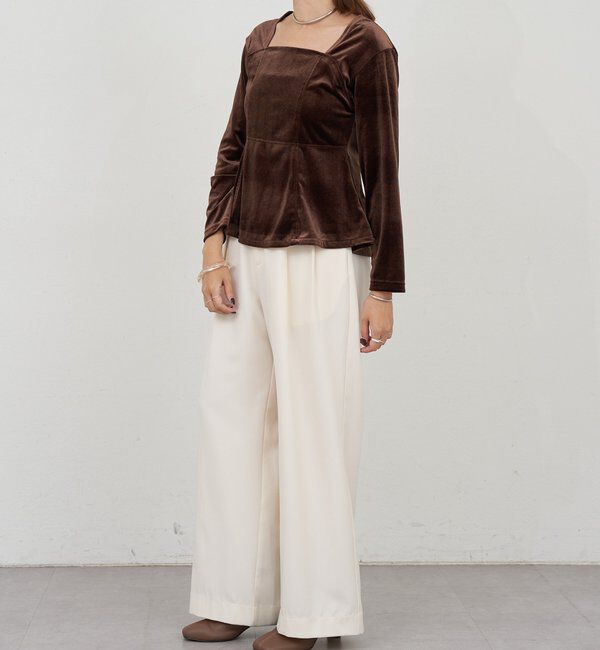  「ベロアペプラムプルオーバー」|Tシャツ・カットソー|