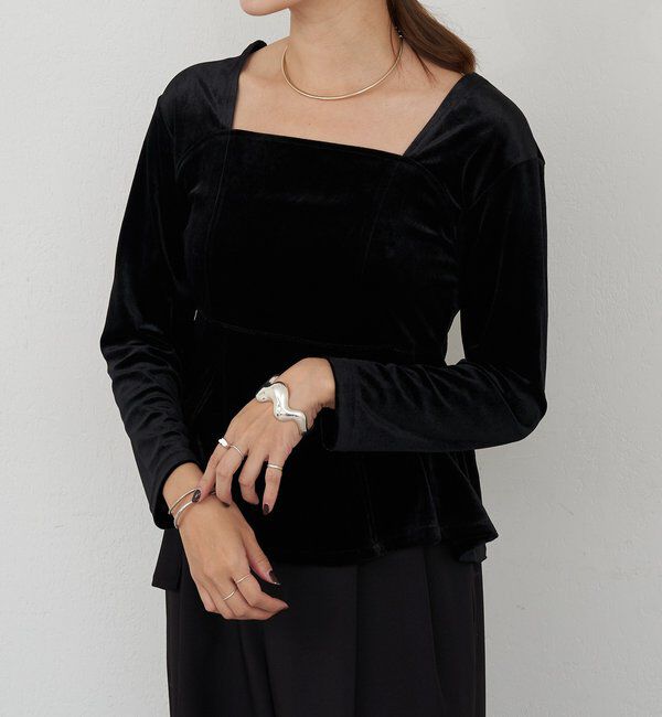  「ベロアペプラムプルオーバー」|Tシャツ・カットソー|