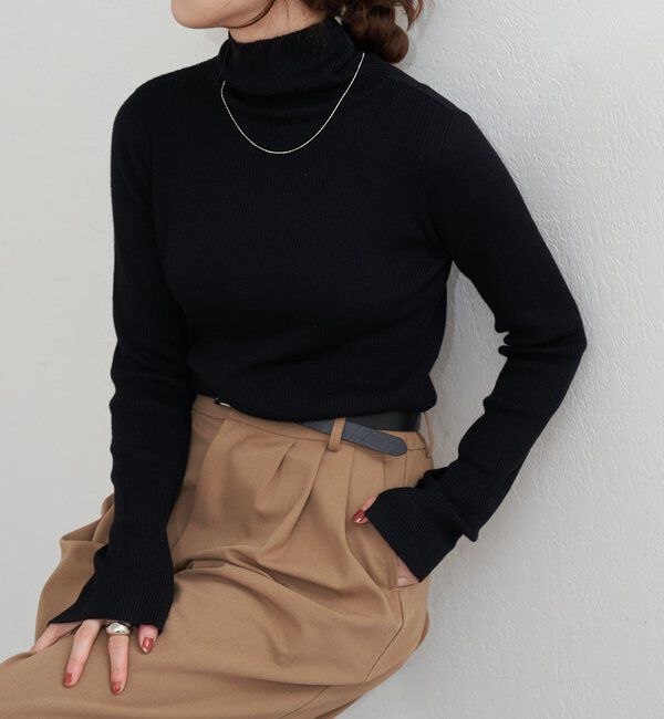  「ハイネックリブニット」|ニット・セーター|ブラック