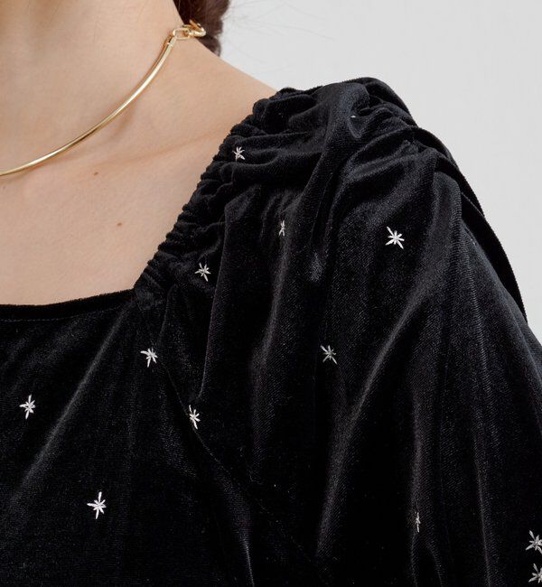  「ベロア刺繍ワンピース」|ワンピース|