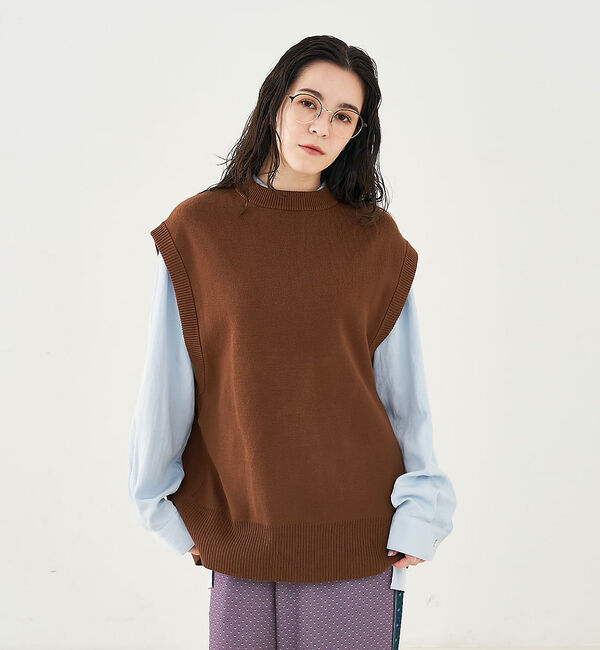 collex「ベルト付バックスリットニットベスト」|ベスト・ジレ|