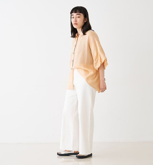 collex「ギャザー&タック半袖リネンブラウス」|シャツ・ブラウス|