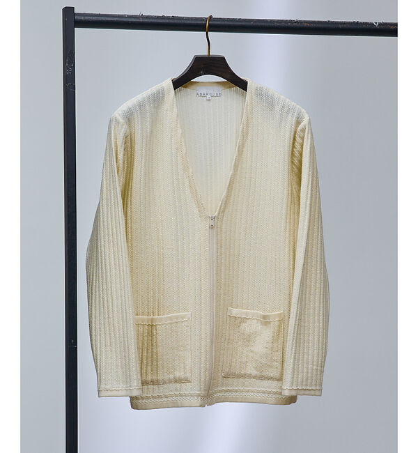 ABAHOUSE「メッシュニット ジップ カーディガン」|カーディガン|アイボリー