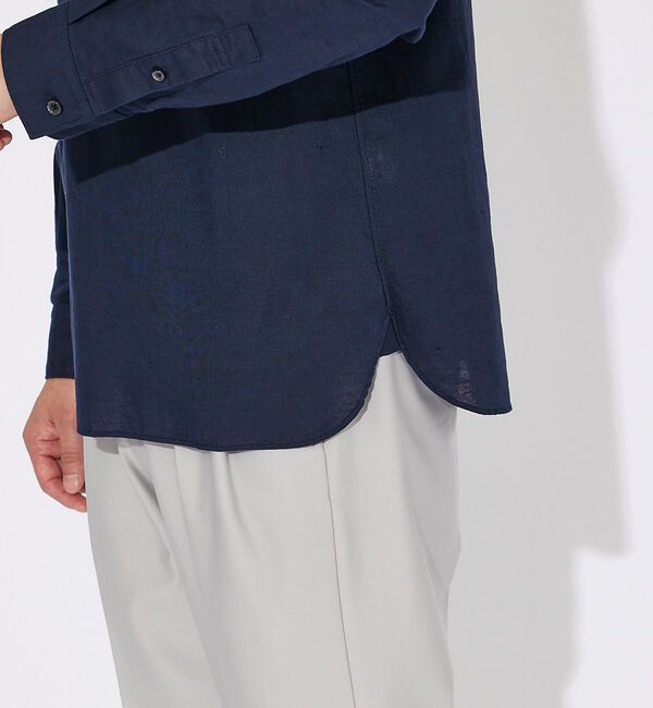 ABAHOUSE「コットンリネン 比翼 プルオーバーシャツ」|シャツ・ブラウス|