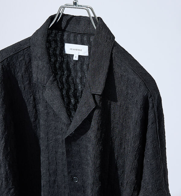 ABAHOUSE「【セットアップ対応】シャーリングケーブル オープンカラーシャツ/オーバーサイズ」|シャツ・ブラウス|ブラック