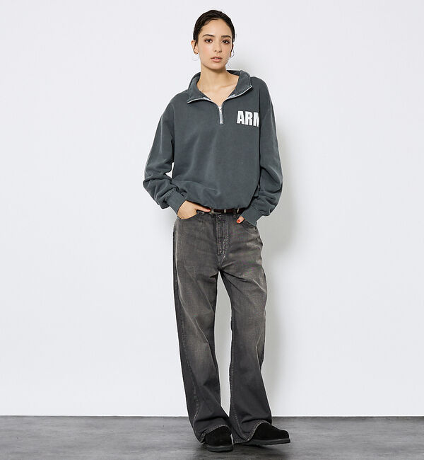 ABAHOUSE「【Johnbull／ジョンブル】ガーメントダイ フレアワイドパンツ／セットアップ」|デニム|