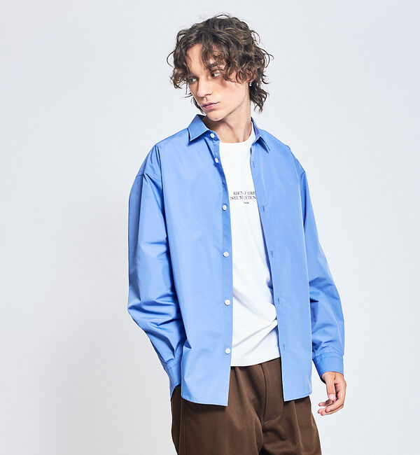 ABAHOUSE「オーバーサイズ レギュラーカラーシャツ / イージーケア」|シャツ・ブラウス|ブルー