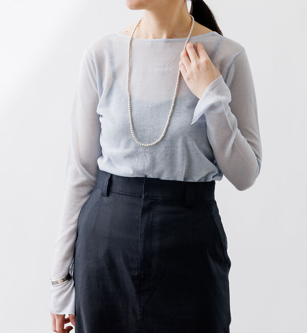 Rouge vif「バックデザインハイゲージシアーニットプルオーバー」|ニット・セーター|ライトブルー