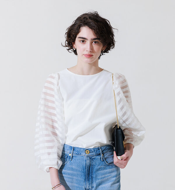 Rouge vif「シアーボーダースリーブブラウス」|シャツ・ブラウス|