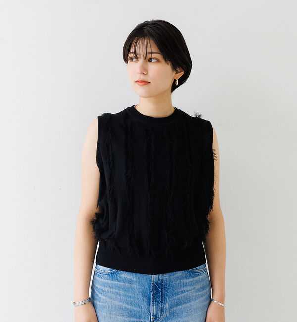 Rouge vif「フリンジニットノースリーブプルオーバー」|ニット・セーター|