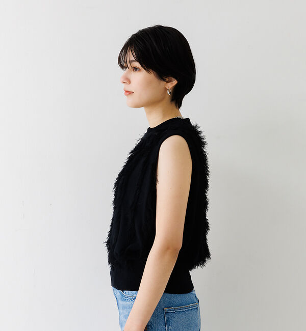 Rouge vif「フリンジニットノースリーブプルオーバー」|ニット・セーター|