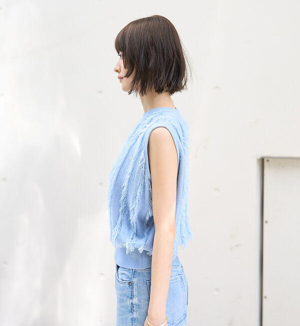 Rouge vif「フリンジニットノースリーブプルオーバー」|ニット・セーター|