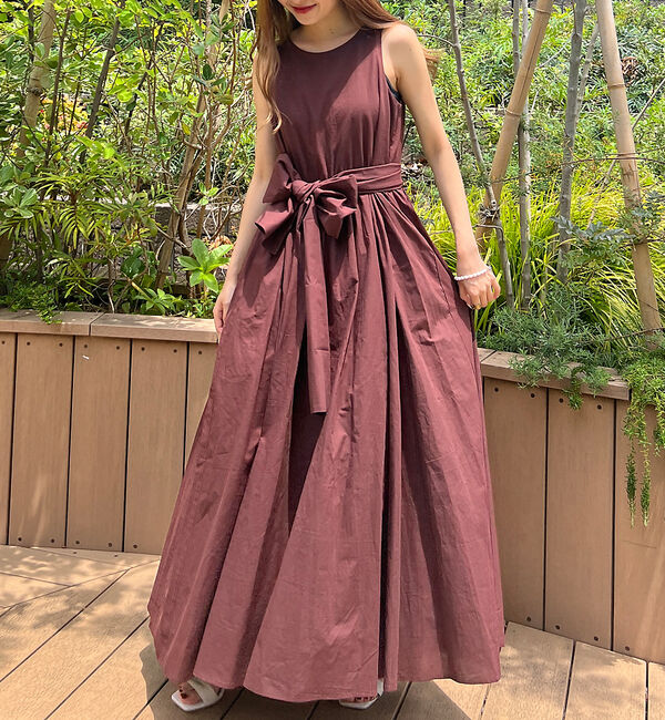 Rouge vif「【一部店舗限定】コットンローンノースリーブリボンワンピース」|ワンピース|