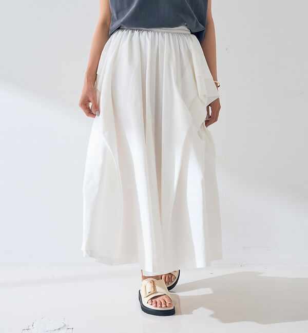 Rouge vif「ギャザーサイドデザイン ロングスカート」|スカート|オフホワイト