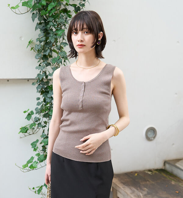 Rouge vif「ヘンリーネックニットタンクトップ」|キャミソール|