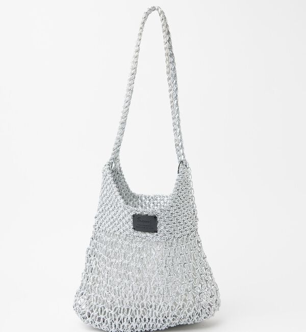 Rouge vif「【Swaraj /スワラージ】手編みのメタリックマクラメ・ショルダーバッグ（裏地」|ショルダー・メッセンジャー|