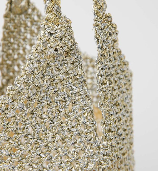 Rouge vif「【Swaraj /スワラージ】手編みのメタリックマクラメ・ショルダーバッグ（裏地」|ショルダー・メッセンジャー|