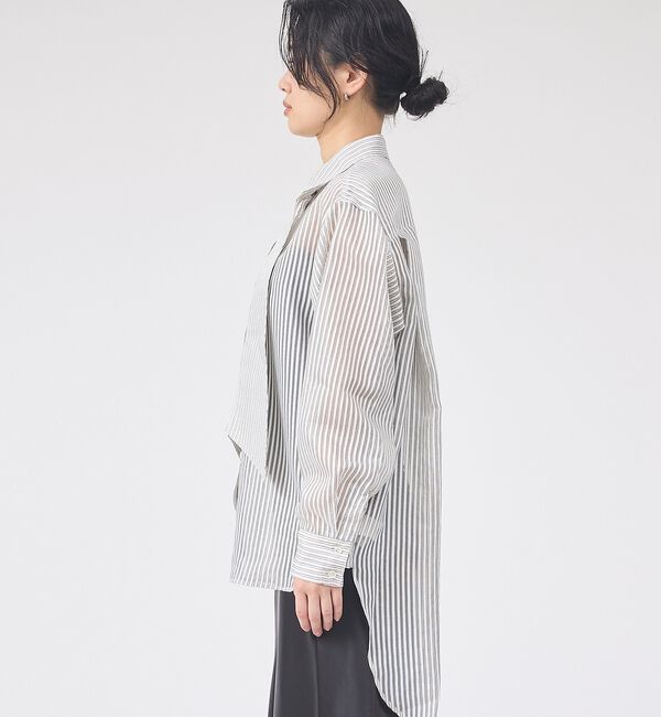 Rouge vif「シアーストライプタイカラーシャツ」|シャツ・ブラウス|