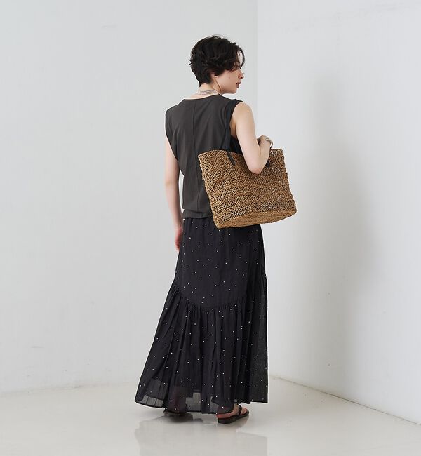 Rouge vif「インドドット刺繍ギャザーフレア切り替えスカート/ウエストゴム【予約】」|スカート|