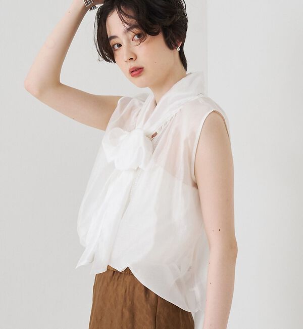 Rouge vif「前後2WAYビッグボウタイリボンブラウス【予約】」|シャツ・ブラウス|ホワイト