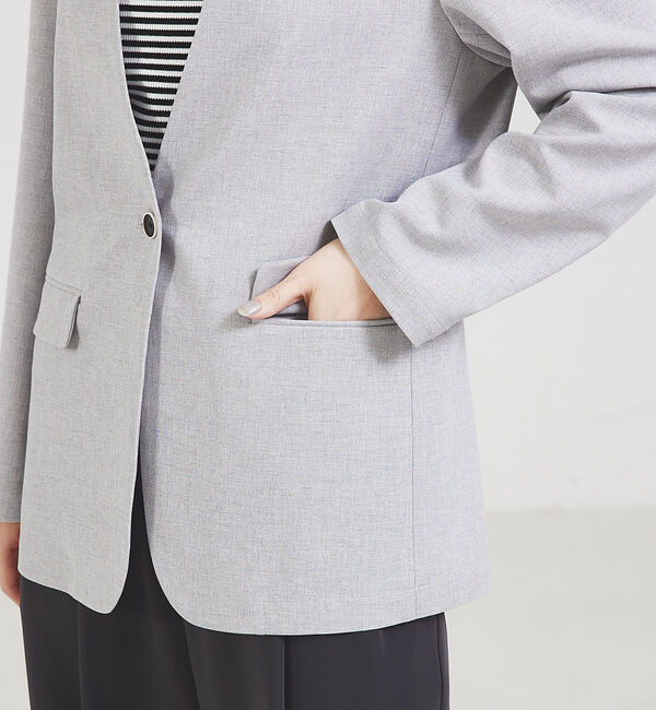 qualite「【セットアップ対応】クリスピーリネンジャケット」|ノーカラージャケット|