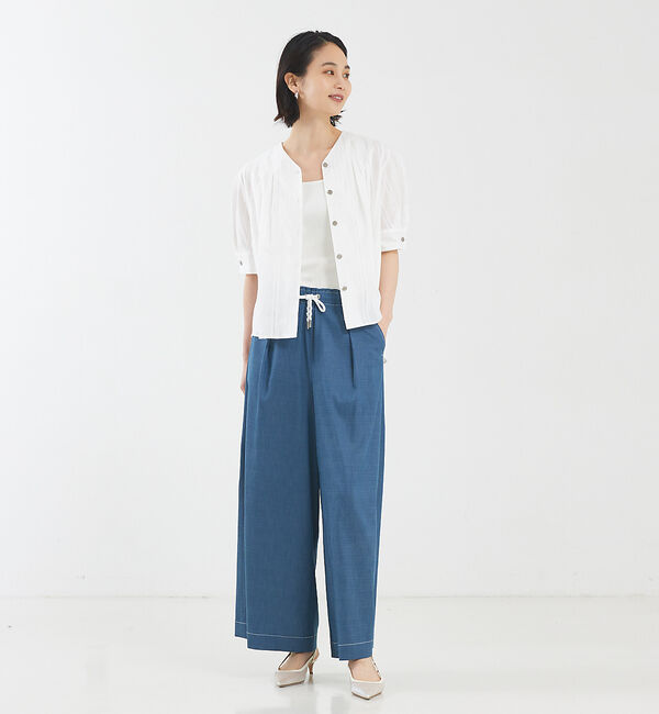 qualite「Vネックタックシャツ」|シャツ・ブラウス|