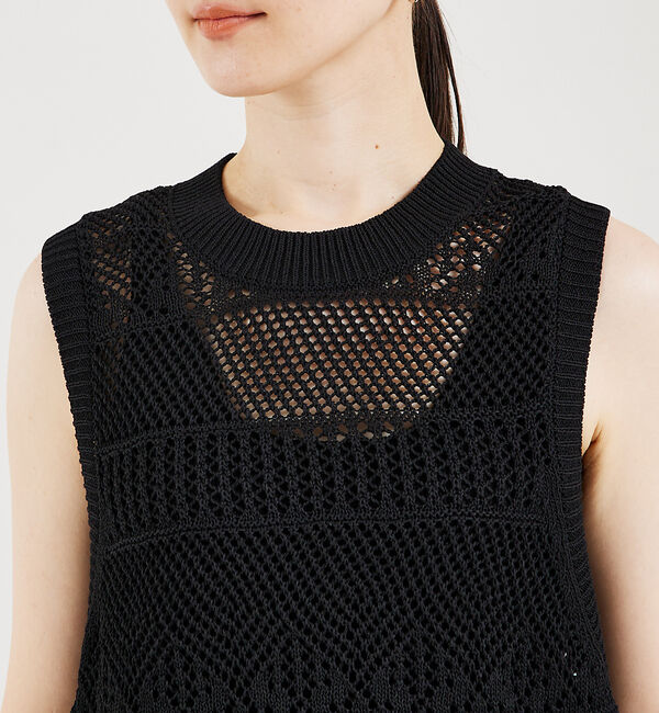 qualite「かぎ針風ノースリーブニット」|ニット・セーター|