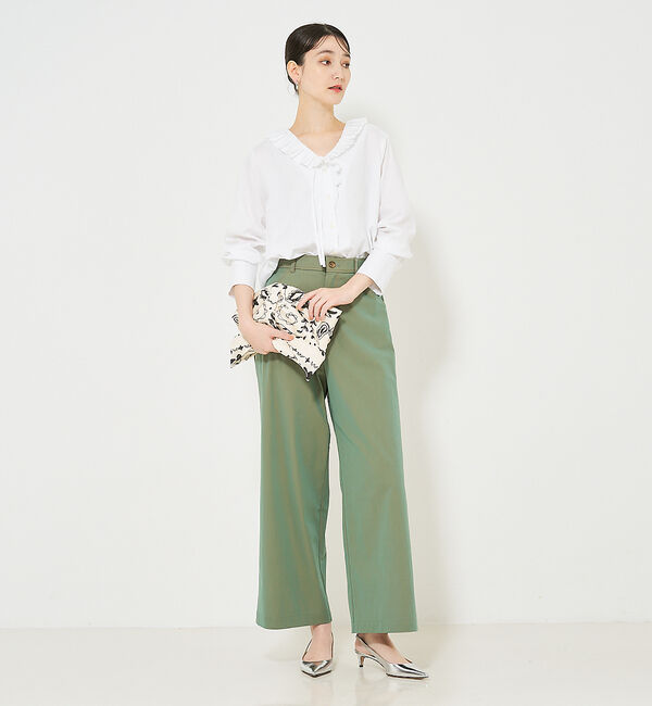 qualite「Vネックプリーツカラーブラウス」|シャツ・ブラウス|