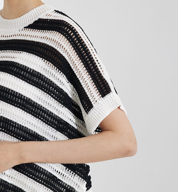 qualite「透かしガータースクエアニット」|Tシャツ・カットソー|