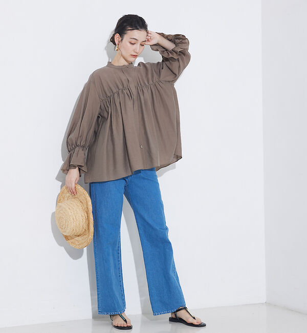 qualite「シャーリングパフスリーブシャツ」|シャツ・ブラウス|