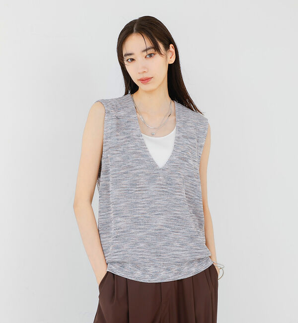 qualite「カスリヤーン畦深Vニット」|ベスト・ジレ|