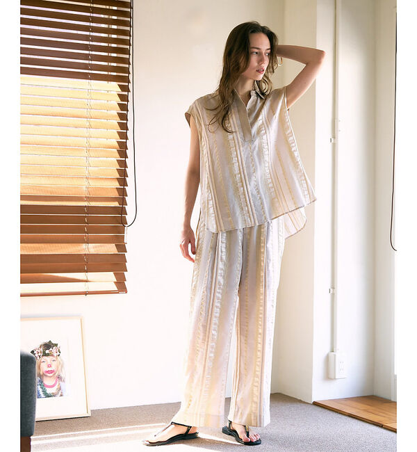 qualite「【セットアップ対応】キュプラストライプスキッパーシャツ」|シャツ・ブラウス|