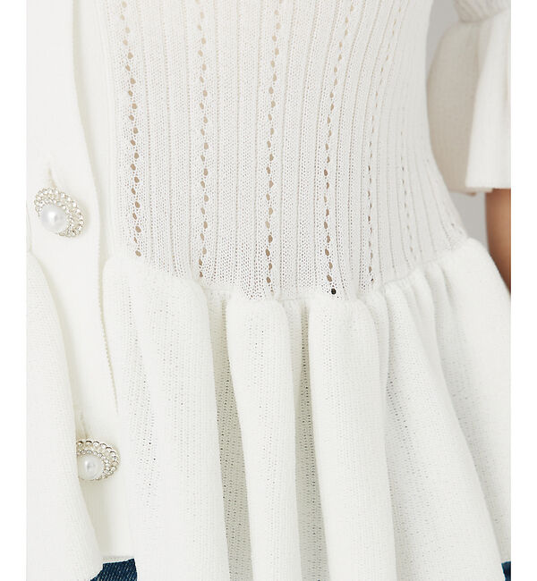 SELFIST「ビジューボタン付きペプラムニットカーデ」|カーディガン|