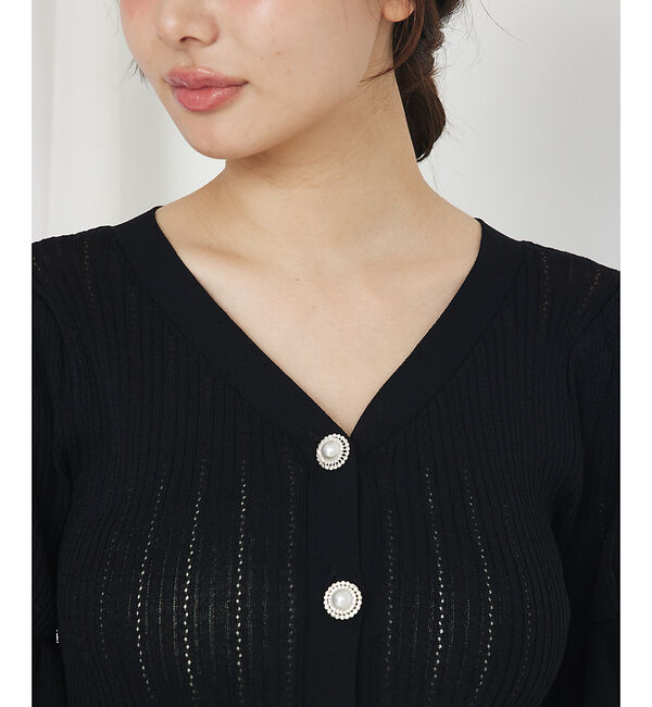 SELFIST「ビジューボタン付きペプラムニットカーデ」|カーディガン|