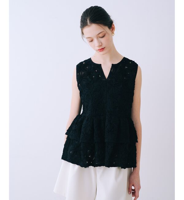 SELFIST「【kariさんコラボ】フラワーモチーフペプラムブラウス【予約】」|シャツ・ブラウス|