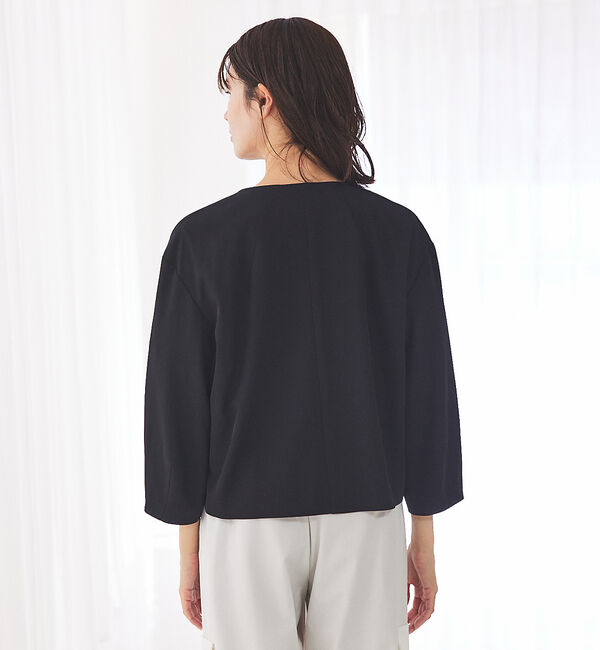 abahouse mavie「【セットアップ対応】クールタッチサテンノーカラージャケット」|ノーカラージャケット|