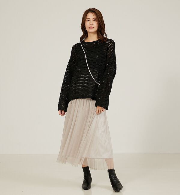 abahouse mavie「メッシュスパンコールニット」|ニット・セーター|