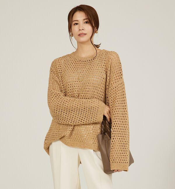 abahouse mavie「メッシュスパンコールニット」|ニット・セーター|