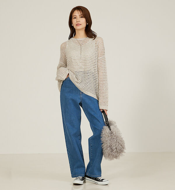 abahouse mavie「メッシュスパンコールニット」|ニット・セーター|