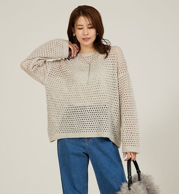 abahouse mavie「メッシュスパンコールニット」|ニット・セーター|