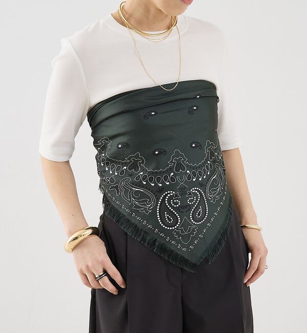 The Store by C' 「【ASAUCE MELER】【別注】シルクバンダナ」|バンダナ・スカーフ|ダークグリーン