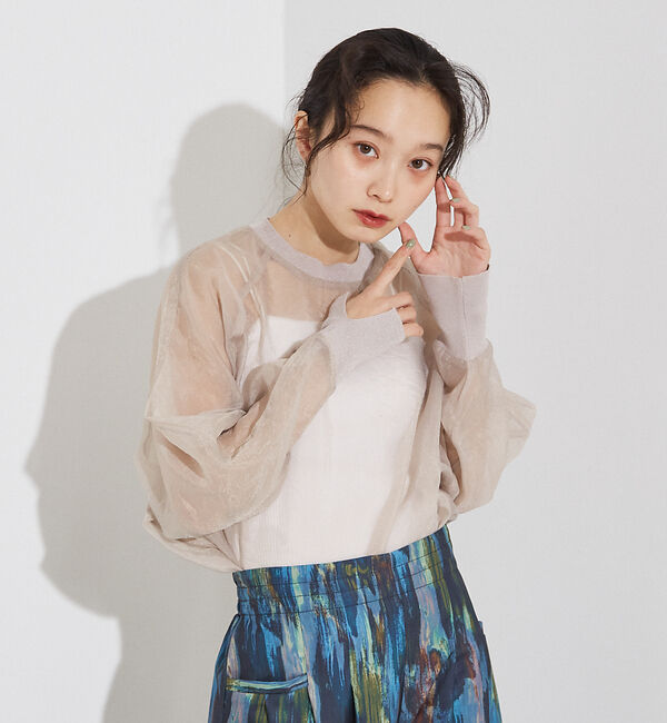 NOMINE「【セットアップ着用可】シアー ドルマンスリーブ プルオーバー」|シャツ・ブラウス|グレージュ