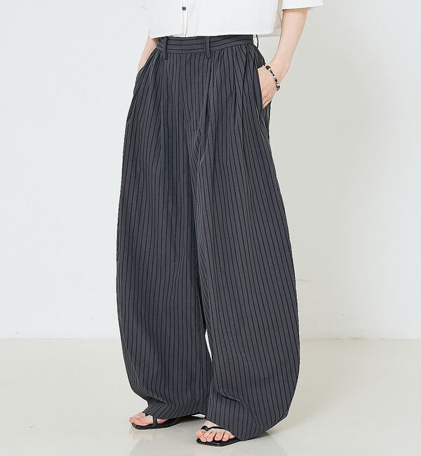 NOMINE「タック ボリュームパンツ」|その他|チャコールグレー