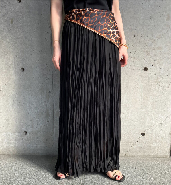 SOFFITTO「【A_/エース】ウエストゴムワッシャープリーツスカート」|スカート|ブラック