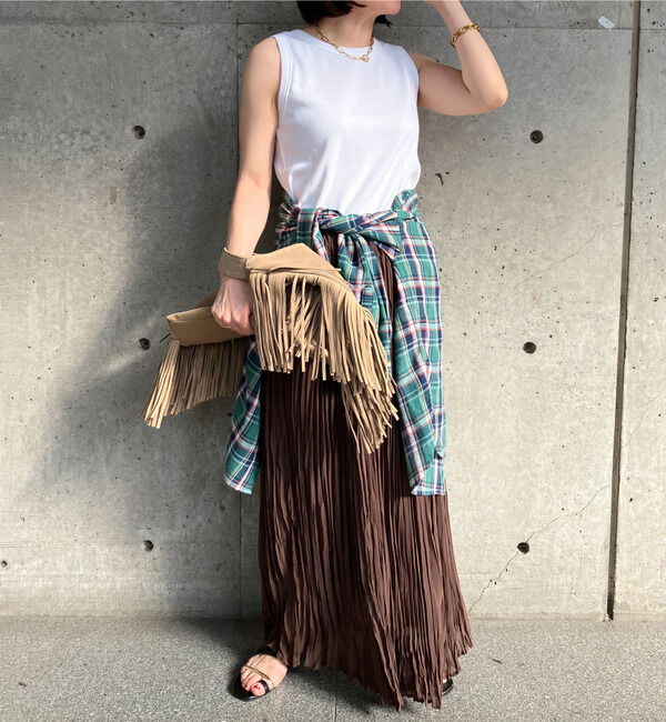 SOFFITTO「【A_/エース】ウエストゴムワッシャープリーツスカート」|スカート|ブラウン