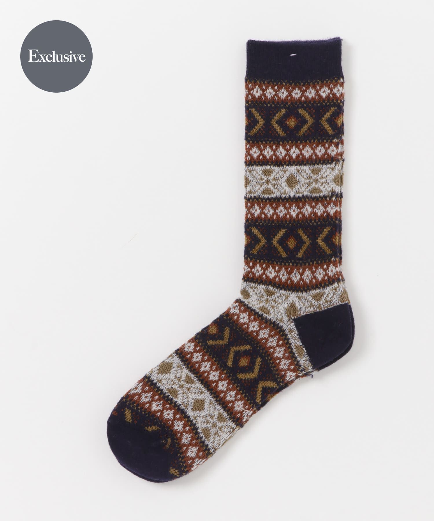 URBAN RESEARCH DOORS「『別注』Anonymous Ism&times;DOORS　ウールジャガードクルー」|ソックス|ネイビー