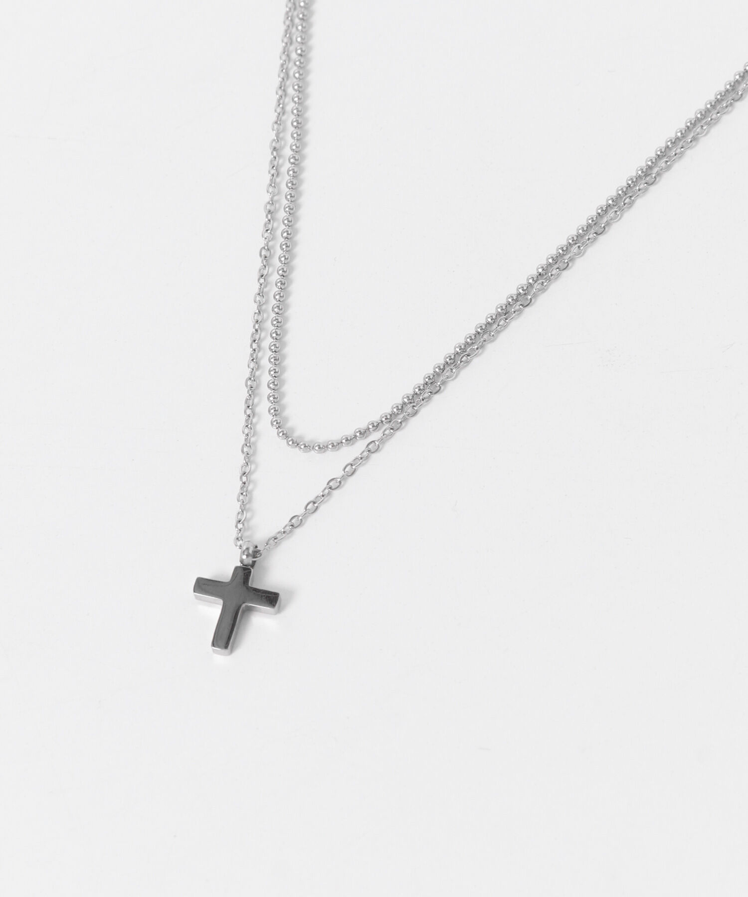 SMELLY「ステンレスクロストップレイヤードネックレス」|ネックレス|