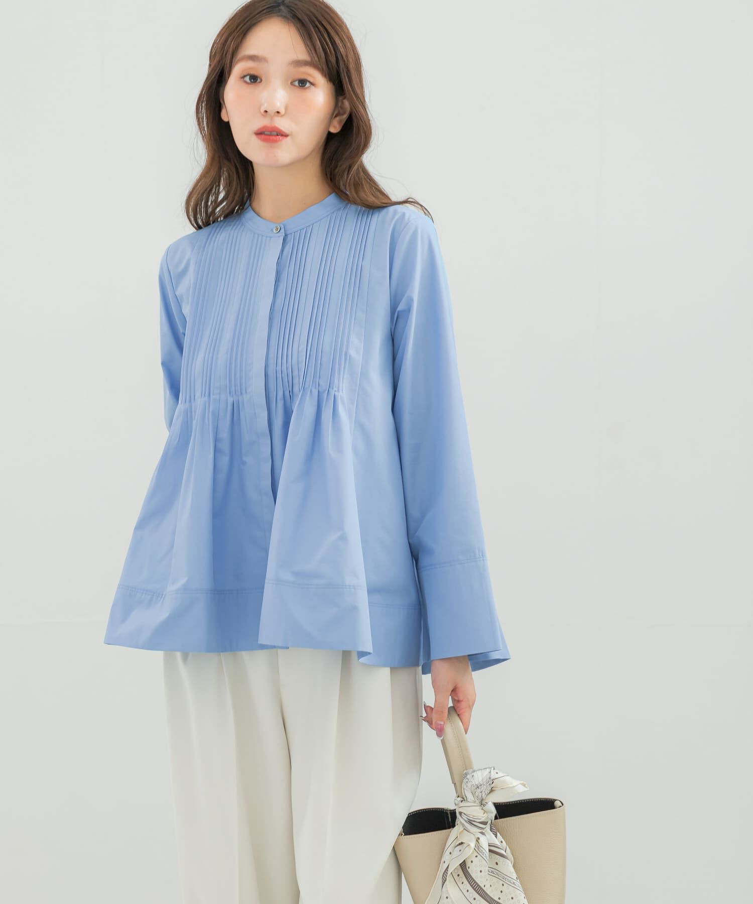 URBAN RESEARCH ROSSO「フレアシルエットピンタックブラウス」|シャツ・ブラウス|ブルー