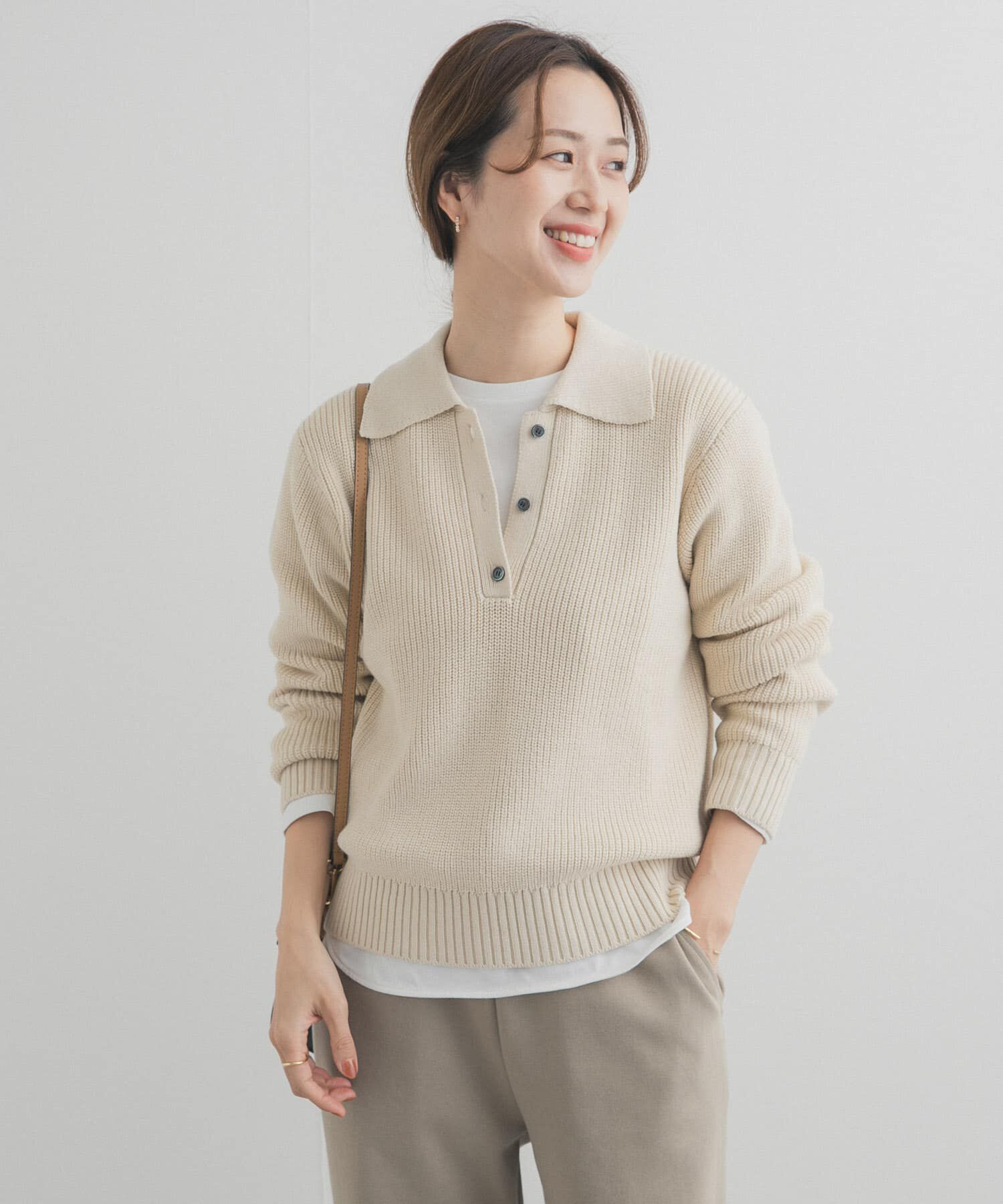 URBAN RESEARCH DOORS「衿付き畦ニット」|ニット・セーター|