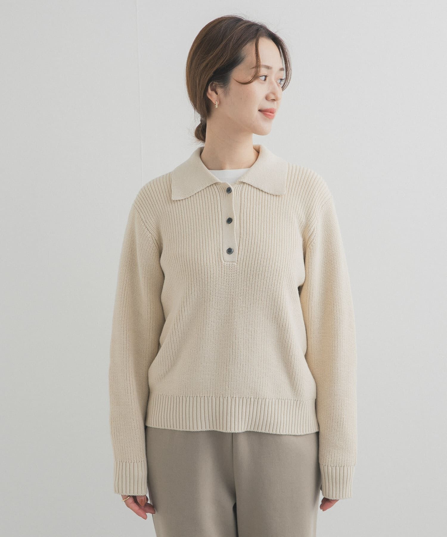 URBAN RESEARCH DOORS「衿付き畦ニット」|ニット・セーター|
